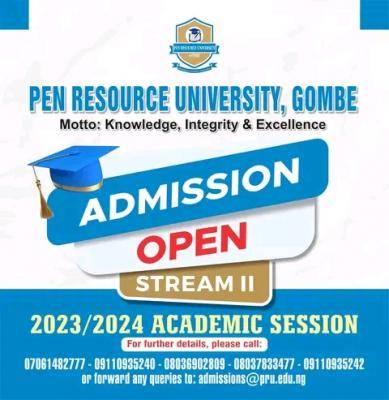 Pen Resource University Gombe Stream II Application form 2023/2024 is Out