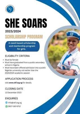 SHE Soars Female Students Scholarship Programme, 2023/2024