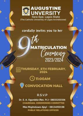 Augustine University Announces Her 9th Matriculation Ceremony