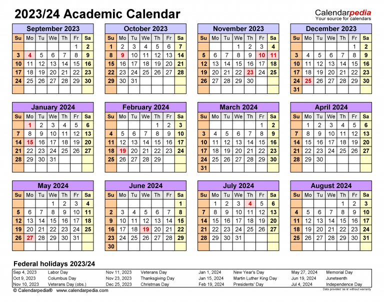 Nazareth College Academic Calendar 2023/2024