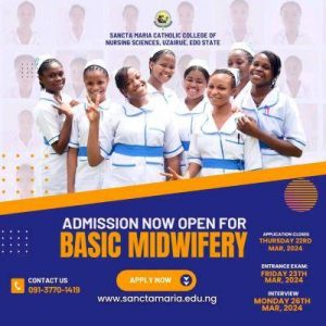 Sancta Maria Catholic of Nursing Basic Midwifery Admission Form - 2024