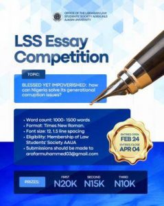 LSS Essay Competition for Law Students of AAUA