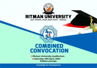 Ritman University announces date for 4th & 5th combined Convocation Ceremony